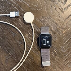 Apple Smartwatch with Gray Band and Charger